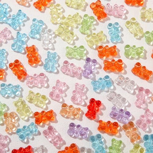 200pcs Colorful Gummy Bear Clear Acrylic Bear Beads Colorful Cute Bear Beadsy Bear for Necklace Bracelet Key Chains Jewelry DIY Craft Making(6 * 18mm) - color: 200pcs-bear
