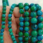 124Pcs (2 Strand/Set) 6mm Azurite Smooth Round Beads AAA Grade Premium Round Gemstone Real Stone Loose Beads for DIY Bracelet Jewelry String Making - color: Blue Green, size: 6mm