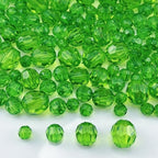 850pcs Acrylic Round Faceted Beads 6mm 8mm 10mm 12mm Faceted Round Spacer Beads for Bracelets Necklace Earring DIY Jewelry Making Craft(Green) - color: Green