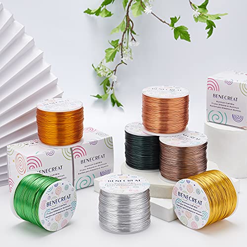 BENECREAT 754FT Matte Gold Jewelry Craft Wire 20 Gauge Tarnish Resistant Aluminum Wire for Beading Necklace Jewelry Making - color: Gold