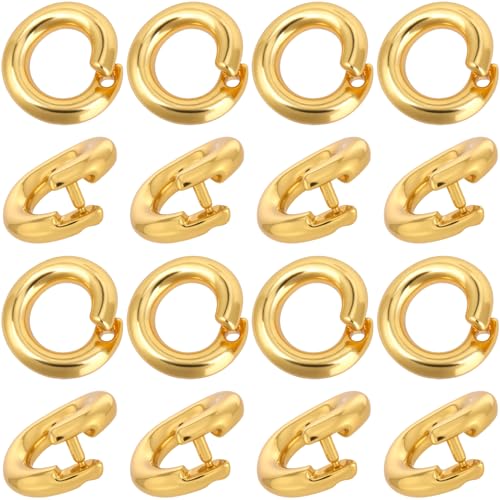 20pcs Split Open End Jump Rings, 18K Gold Plated Locking Circle Clasp Ring, ID 3mm Connector Accessories for Earrings Bracelets Necklaces DIY Crafts Jewelry Making - color: Gold