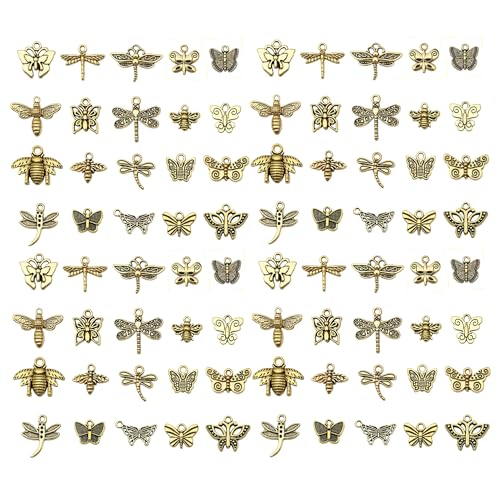 WOCRAFT 60pcs Antique Gold Butterfly Bracelet Charms for Jewelry Making Sets DIY Necklace Bracelet Keychain Crafting Charms Kit Craft Supplies (SN846) - color: Antique Gold, size: Butterfly Charms
