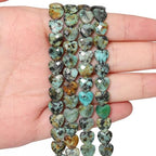 22pcs Faceted Heart Stone Beads Natural African Turquoise Bead 8mm Crystals and Healing Stones for Jewelry Making Supplies,Friendship Bracelet Kit,Love Gifts - color: African Turquoise