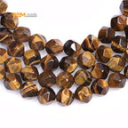 GEM-Inside Natural 8mm Yellow Tiger Eyes Gemstone Loose Beads Faceted Cambay Crystal Energy Stone Power for Jewelry Making 15" - color: Yellow Tiger Eye, size: 8mm