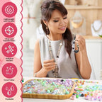 RYKOMO 600-700PCS Acrylic Beads for Bracelet Making Kit, with Bell, String, Key Rings, Clips in 6 Colors Kawaii Aesthetic Cute Beads for Jewelry Making, Keychains, Phone Charms, DIY Crafts