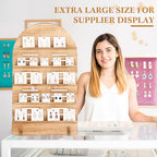 DoubleFill 5 Tier Wooden Earring Display for Vendor Arch Jewelry Display Stand Rack with Adjustable Height for Retail Selling - color: Brown