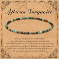 BONNY BOXX Natural Genuine Gemstone Faceted Round Beads Bracelets, 3mm Adjustable Stretchy Tiny Faceted Black Tourmaline Bracelet, Healing Crystal Reiki Chakra Dainty Jewelry Fashion Gifts - color: African Turquoise
