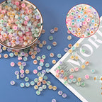ToBeIT 1000pcs Letter Beads Alphabet Letter Bead Glow in The Dark Acrylic Bead Round 4X7mm UV Letters Beads Jewelry Findings Charms for DIY Bracelet Necklace Craft Making (Glow-Heart) - color: glow-heart
