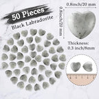 Gerrii 50 Pcs Heart Healing Stone Bulk Quartz Heart Inspirational Stones Gift for Women Love Pocket Polished Natural Energy Balancing Meditation 0.8 Inch(Black Labradorite) - color: Black Labradorite