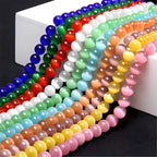 100pcs Lemon Yellow Cat Eye Beads 8mm Round Semi Precious Stone Hole Size 1mm DIY Charm Spacer Beading Smooth Gemstone Loose Beads for Jewelry Making Bracelets Necklaces Earrings Crafting - color: Lemon Yellow