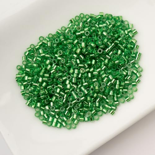 John Bead 25g Cylin Beads Light Green Silver Lined 11/0 Glass Cylindrical Seed Beads for Jewelry Bracelets Necklaces Earrings Making Embroidery - color: Light Green Silver Lined