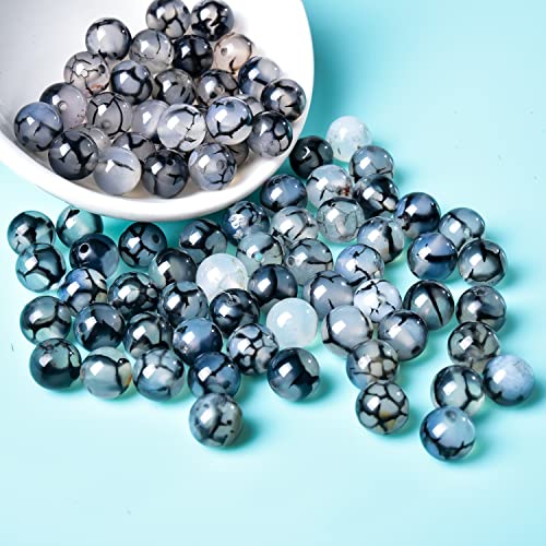 150pcs 8mm Black Dragon Vein Beads Natural Gemstone Beads Round Loose Beads for Jewelry Making Energy Healing Power Stones - color: Black Dragon Vein, size: 8mm