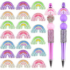 20Pcs Acrylic Rainbow Focal Beads for Pens Colorful Rainbow Fancy Space Beads for DIY Craft Beadable Pens Keychain Bracelet Necklace Earrings Jewelry Making - color: Rainbow