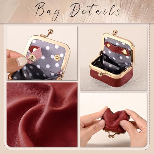 Zivyes Mini Jewelry Box Travel Small Coin Purse Organizer Case Genuine Leather Tiny Size (Red) - color: Red
