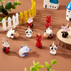 FASHEWELRY 12Pcs Animals Lampwork Glass Charms Cute Lampwork Penadants Cartoon Cattle Panda Rabbit Dolphin Sheep Charms for DIY Bracelet Jewelry Making - color: Animals Set