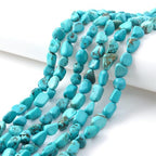 Green Turquoise Pebble Nugget Oval Free Tumbled Stone 6-8mm Natural Gemstone Loose Beads Approx 15.5 inch for DIY Jewelry Making - color: Green Turquoise