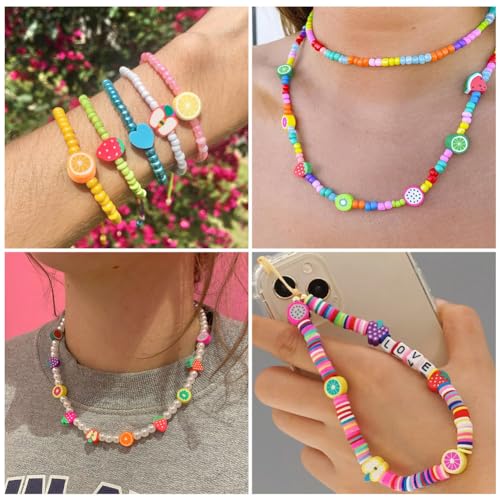 50Pcs Handmade Polymer Clay Beads Mixed Fruit Shape Loose Beads Mixed Color Spacer Beads for DIY Jewelry Making Hole 1.4mm - color: 50pcs # Mixed Fruit 2