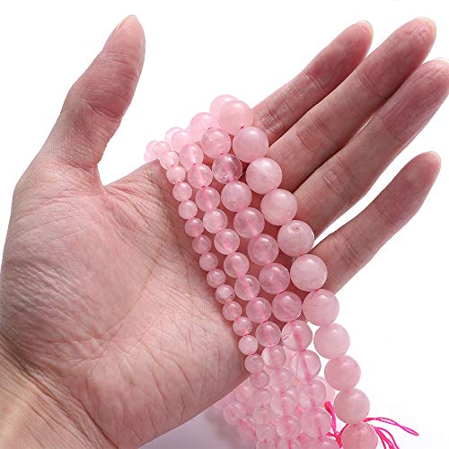 BEADIA Natural Rose Quartz Crystal Stone Round Loose Semi Gemstone Beads for Jewelry Making 6MM 61PCS - color: Rose Quartz Crystal, size: 6mm