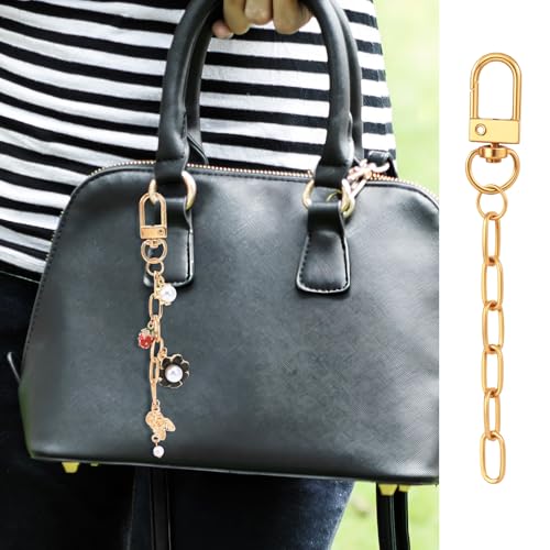 Hzopcw 20pcs Keychain Making Kit, Gold & Silver Key Ring Swivel Snap Hook Chains, Alloy Extender Keychain Bag Charm Kits for DIY Crafts Jewelry Making Handbag Purses- A Style - color: Gold & Silver-20pcs-A Style