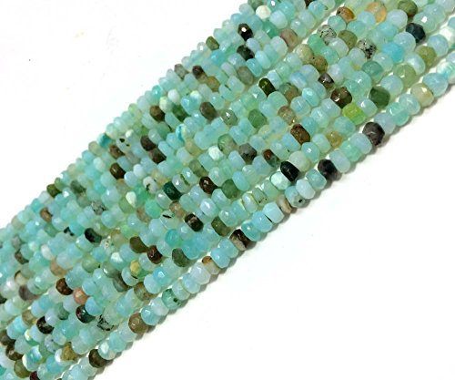 AAA QUALITY PERUVIAN OPAL FACETED RONDELLE LOOSE GEMSTONE BEADS 3mm-4mm SIZE WHOLESALE LOT PRICE OPAL STONE NECKLACE