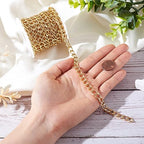 Craftdady 16.4 Feet Aluminum Curb Chain Link Gold Twisted Cable Cross Chain Unwelded 10x6.5mm with Spool for Bracelet Necklace Tassel Earring Jewelry Making - color: Gold, 10x6.5mm