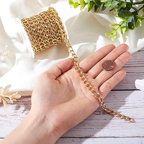 Craftdady 16.4 Feet Aluminum Curb Chain Link Gold Twisted Cable Cross Chain Unwelded 10x6.5mm with Spool for Bracelet Necklace Tassel Earring Jewelry Making - color: Gold, 10x6.5mm