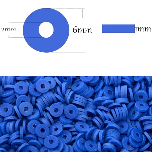 Blue Clay Beads(6mm,4300 pcs) Clay Beads for Bracelet Making Kit, Flat Round Polymer Spacer Heishi Beads for Jewelry Necklace