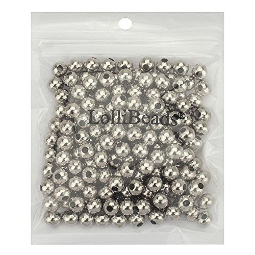 LolliBeads (R) Platinum Smooth Round Metal Beads 8 mm 200 Pcs - color: Platium 200 Pcs 8mm