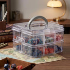 PUGED DND Dice Storage Box with Removable Dividers Polyhedral Dice Plastic Organizer Holding Up To 900 Dices Craft Bead Compartment Container for Sewing, Jewelry, Art, DIY (2 layers) Box Only - size: 2 layers