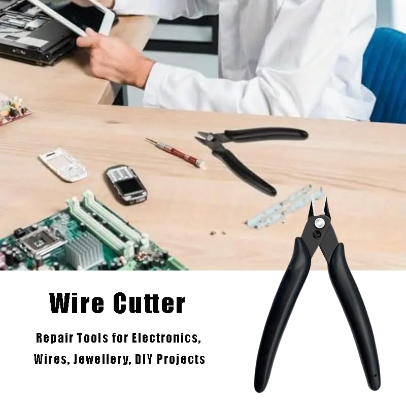 Micro Wire Cutter 1-Pack, Precision Flush Cut Nippers, Small Side Cutting Pliers for Jewelry, Electronics, 3D Printing, Plastic Models, Black