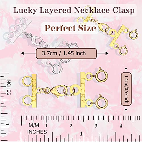 Dailyacc Lucky Necklace Layering Clasp 18K Gold and Silver Multi Strand Clasps for Stackable Necklaces - color: 4PCS Gold and Silver Clasps
