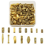 Beadthoven 150pcs/Box Tibetan Style Alloy Column Beads Mixed Antique Golden Metal Oval Cuboid Shuttle Tube Spacers Beads for Bracelet Necklace Jewelry Making Supplies - color: Antique Golden-Column