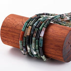 Natural Indian Agate Cylinder Tube Beads 4x13mm 38cm/str Loose Semi Gemstone Stone Beads for Making Bracelets Necklace Earrings - color: Indian Agate, size: 4x13mm Cylinder