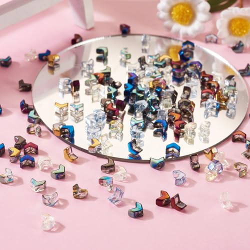 184Pcs Electroplate Glass Arrow Beads Colorful Arrow Shape Glass Beads Loose Spacer Beads 5mm for DIY Bracelet Earring Jewelry Making Crafts - color: Arrow Shape