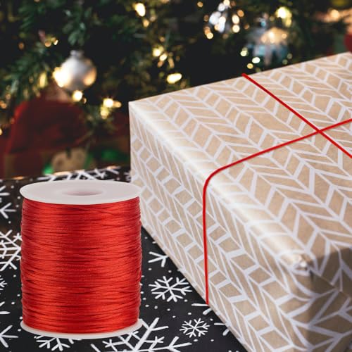 Red Nylon String Cord - 1MM 100 Yards Braided Ornament Twine Thread for Bracelet Making, Nylon Necklace Jewelry Thread Clay Bead String for Crafts Bracelets, Macrame Beading Satin Cord - style: Red