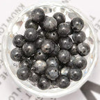 NCB 100pcs Original Natural Stone Beads Gemstone Round Loose Beads 6mm 8mm 10mm (Black Larvikite, 6mm 100Beads) - color: Black Larvikite, size: 6mm 100beads