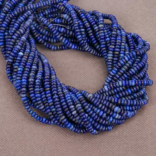 BONNY BOXX 1 Strand (150PCs) Natural 2 * 4mm Lapis Lazuli Rondelle Beads, Natural Abacus Disk Stone Beads Loose Spacer Gemstone for DIY Bracelet Necklace Jewelry Making - color: Lapis Lazuli, size: 2*4MM