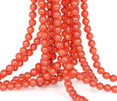 4mm 200pcs Natural Stone Round Beads Carnelian Genuine Stone Beading Loose Gemstone DIY Charm Smooth Beads for Bracelets Necklaces Earrings Hole Size 1mm (Carnelian 4mm) - color: Carnelian, size: 4mm