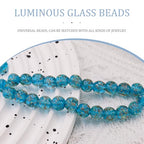 100Pcs Luminous Glass Beads Sky Blue 8mm Round Beads Glow Crystal Loose Beads with Rope for DIY Craft Bracelet Jewelry - color: Sky Blue