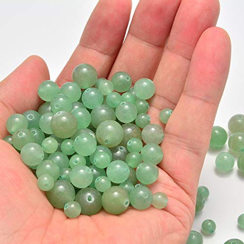 NCB 100pcs 6mm Natural Stones Round Gemstone Round Loose Stone Beads with Elastic String and Beading Needle for Jewelry Making Bracelet Necklace Earrings DIY Crafts (Green Aventurine, 6mm 100Beads) - color: Green Aventurine, size: 6mm 100Beads