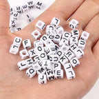 Acrylic Letter Beads Alphabet Black Letter White Cube Beads for Friendship Bracelets and Gifts Souvenir Jewelry Making(6 * 6mm Cube, 900pcs) - color: Black White(Cube)