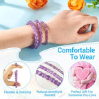 Elecrelive Glass Round Beaded Bracelet Set Clay Beaded Bracelets Stretch Bracelets - color: Amethyst