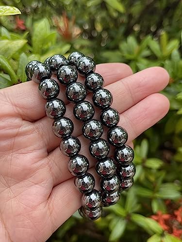 GAF TREASURES Grade A ++ Gemstone Round Bead Adjustable Bracelet 10mm, Genuine Crystal Bead Bracelet, Gift for Men & Women - color: Hematite