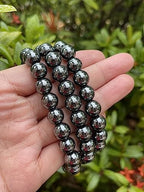 GAF TREASURES Grade A ++ Gemstone Round Bead Adjustable Bracelet 10mm, Genuine Crystal Bead Bracelet, Gift for Men & Women - color: Hematite
