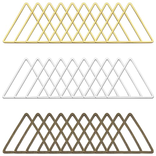 Oubaka 210pcs Triangle Earring Hoops, Gold, Silver, Ancient Cyan - Earring Beading Hoops - Jewelry Making Supplies - color: 210pcs