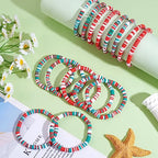 Ornaland Heishi Surfer Bracelets Set Polymer Clay Heishi Beads Stretch Bracelets Multi-Layer Stackable Friendship Bracelets Bohemia Summer Beach Jewelry for Women - color: Christmas style
