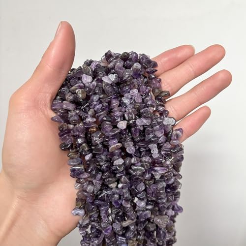 200pcs Natural Chip Stone Beads Amethyst Stones Crystals Stone Beads Gemstone Chip Beads for Bracelet Necklace Earrings Jewelry Making (Amethyst) - color: amethyst