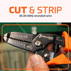 Paladin Tools PA1118 Wire Stripper Tool and Wire Cutter 30-20 AWG | Professional Grade Heavy Duty Wire Stripping Tool - color: Black, Orange, size: 30-20 AWG