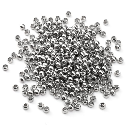 304 Stainless Steel Round Beads 3.0mm 400pcs Spacer Beads for Jewelry DIY Making and Repairing - size: 3.0mm