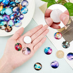 70Pcs Flat Round Transparent Glass Cabochons with Pattern Eye Flatback Glass Dome Flatback Cab Beads for Photo Cameo Jewelry Making Necklace Ring DIY Crafts 25x6mm Starry Sky - color: 70Pcs-25x6mm-Starry Sky